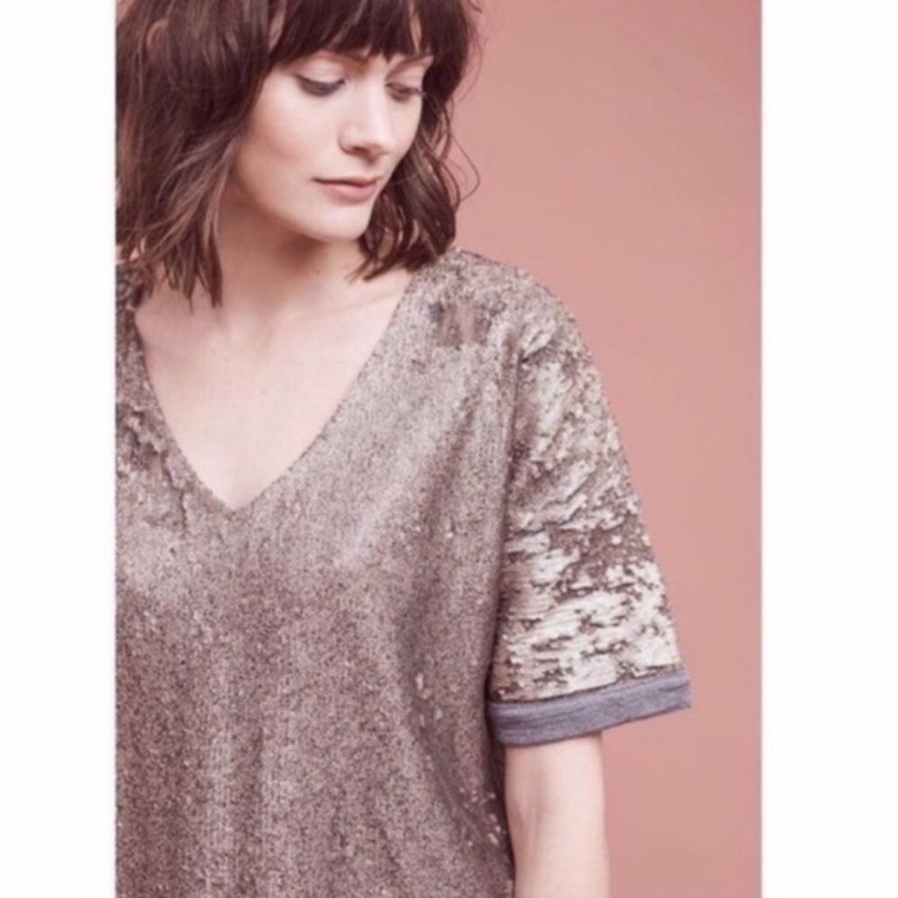 Anthropologie Deletta Sequin Top - Picture 2 of 7